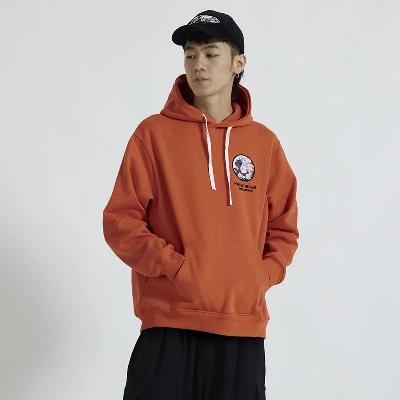 Japanese hoodies men Embroidery Funny Cat Wave harajuku Printed fleece hip hop streetwear winter sport brand sweatshirts | Мужская