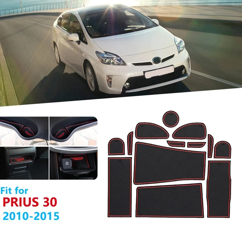 

Anti-Slip Rubber Gate Slot Cup Mat for Toyota Prius 30 XW30 ZVW30 2010-2015 Door Groove Mat Accessories Stickers