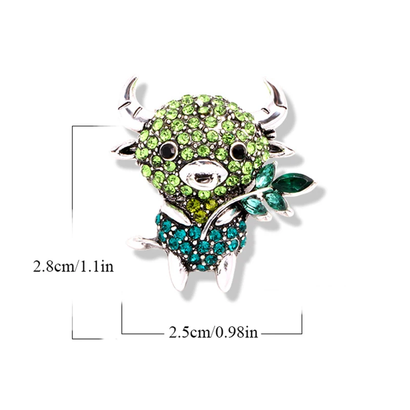 

6 Colors Available Animals Cattle Brooches Elegant Small Cow Pins Fashion Jewelry Small Bull Brooches Rhinestone