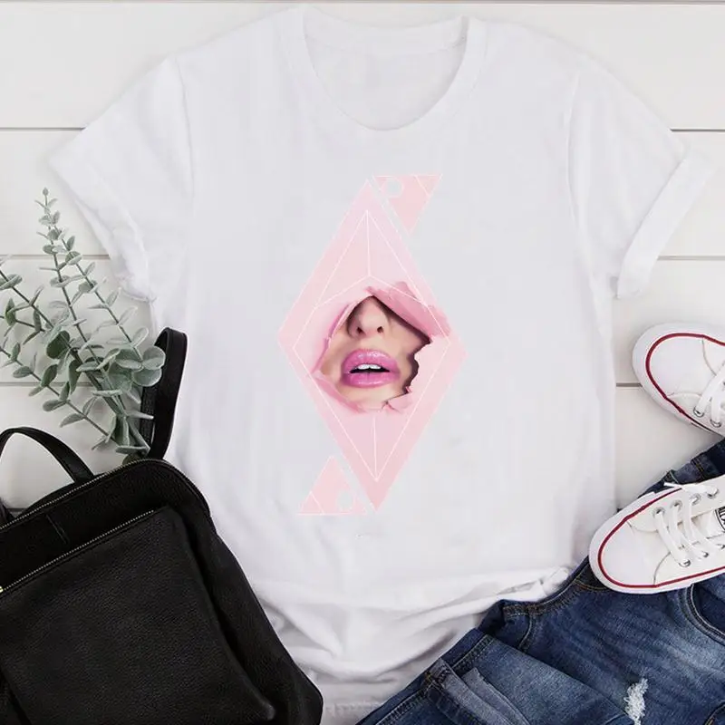 

Футболка женская с коротким рукавом, модный топ с графическим принтом, Пляжная Милая стильная одежда с мультяшным рисунком, в стиле 90-х