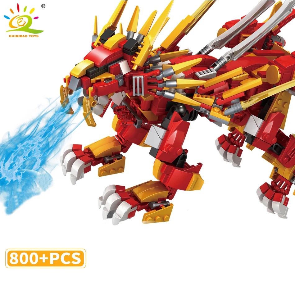 HUIQIBAO 800 шт. игрушка ниндзя сжигание льва модель строительные блоки Кай Цзе