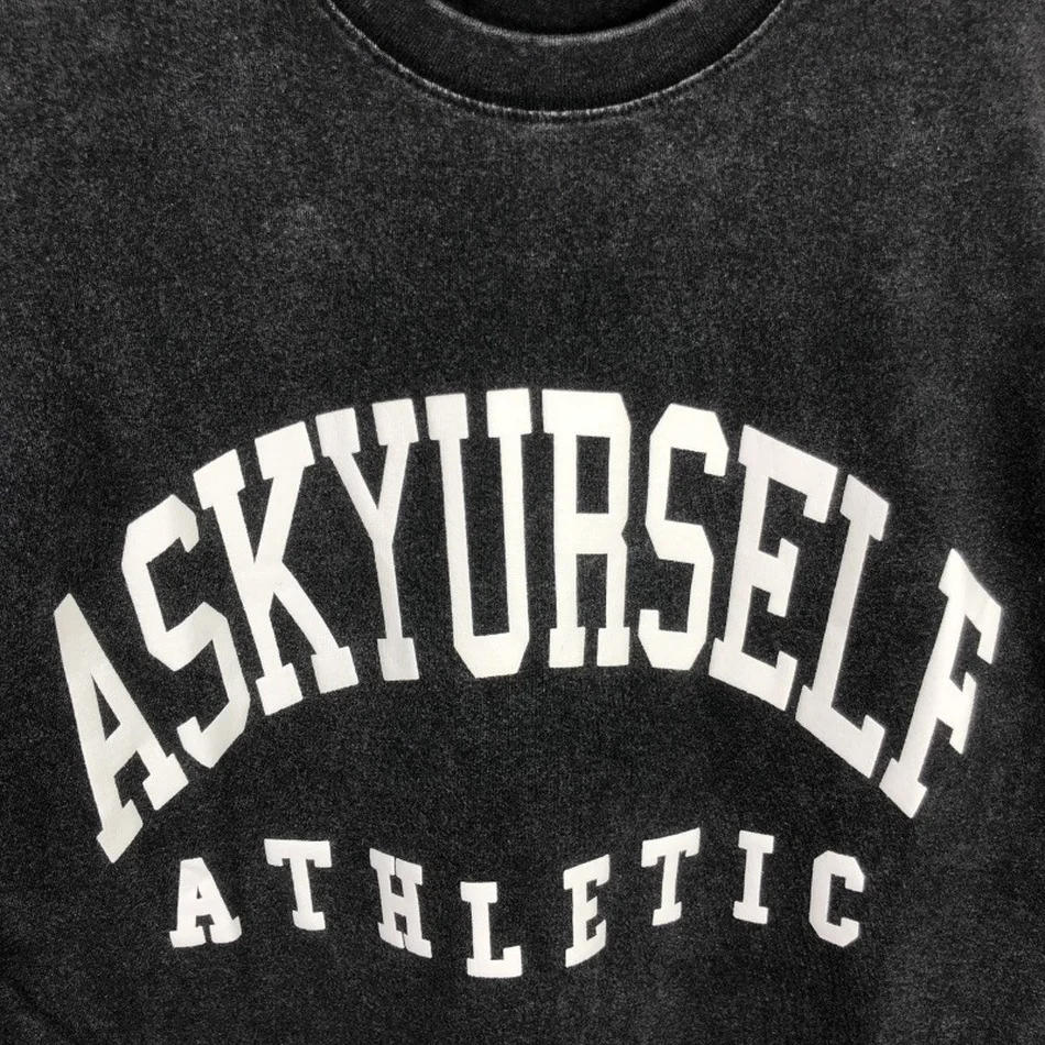 Винтажная Футболка ASKYURSELF с белым логотипом мужская и женская футболка принтом на