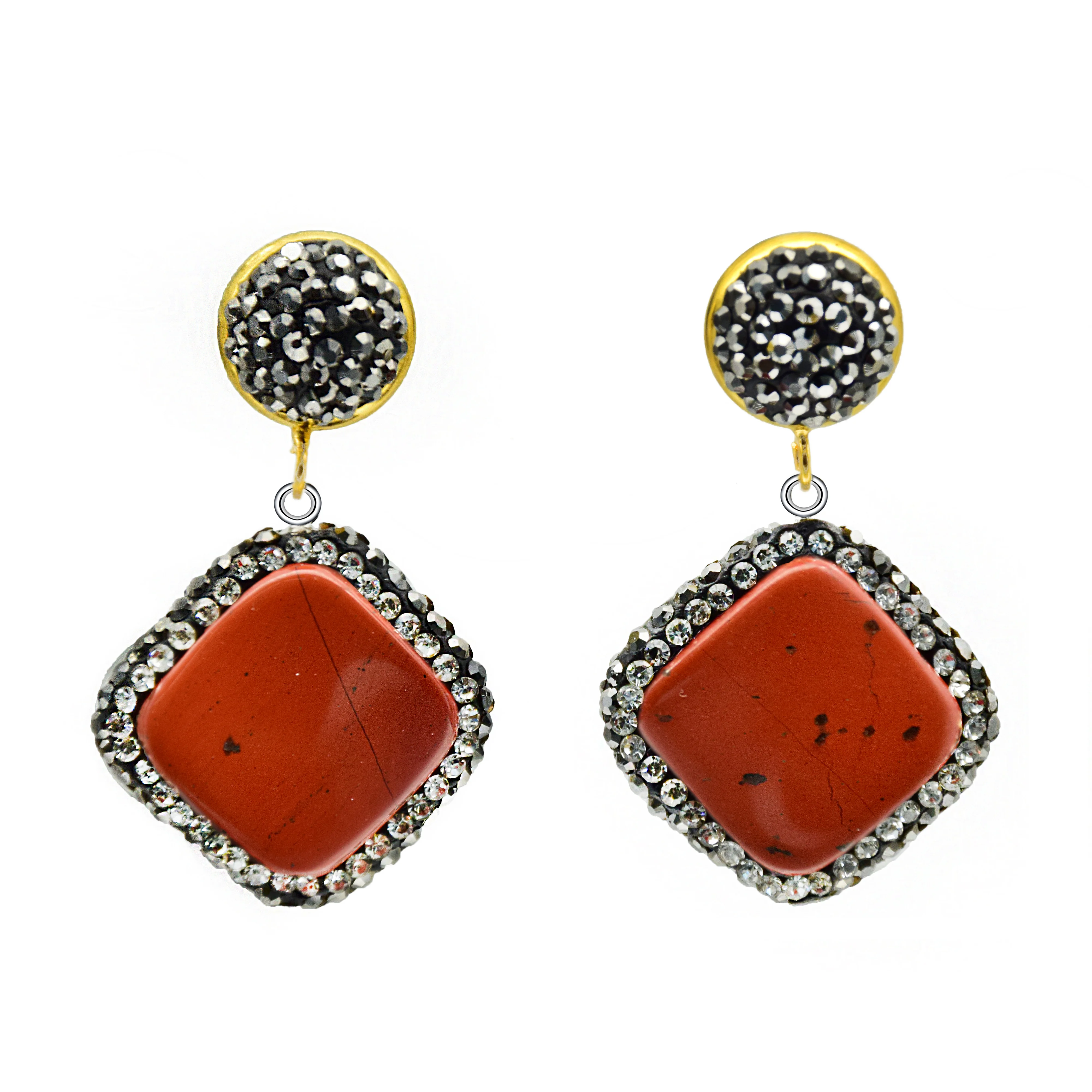 Квадратный камень натуральный серьги ручной работы геометрические Подвески