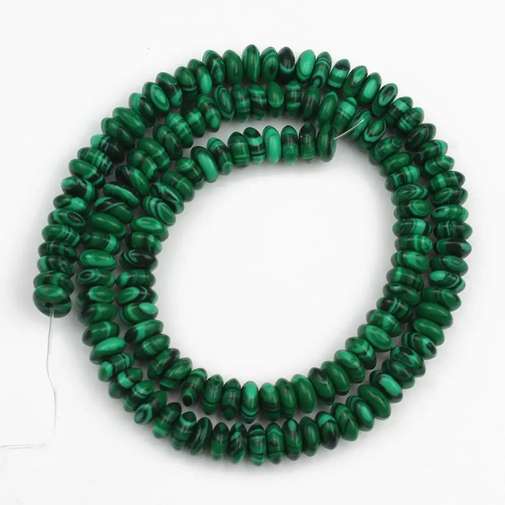 Malachite 6 мм натуральный камень опал Малахит белый кварц Агаты Rondelle бусины для самостоятельного изготовления ювелирных изделий браслет серьги шпильки аксессуары 15" - Цвет: Malachite