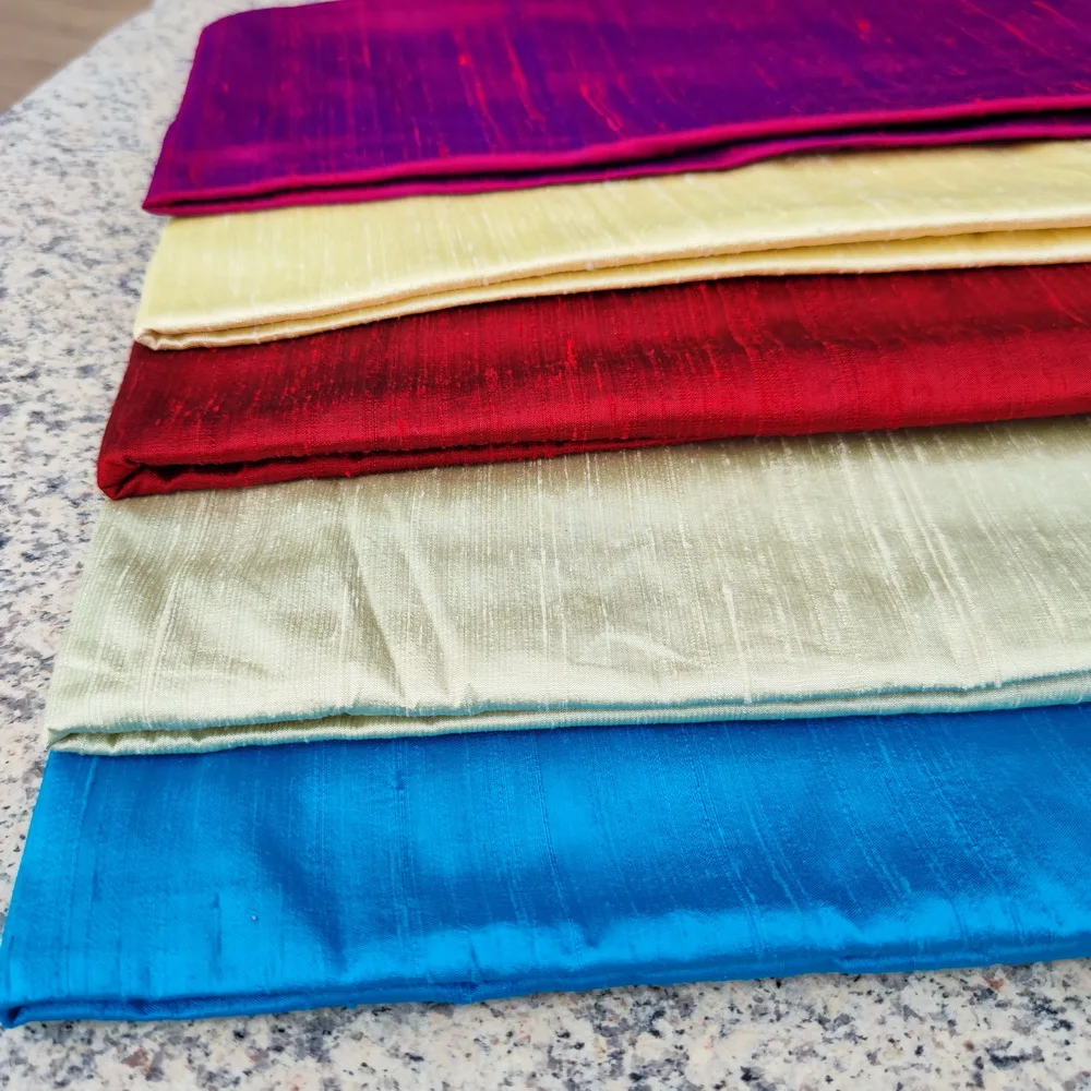 

tailor shop Color-changing silk double palace fabric shantung silk raw silk thai silk good lustar dupion fabric red purple color