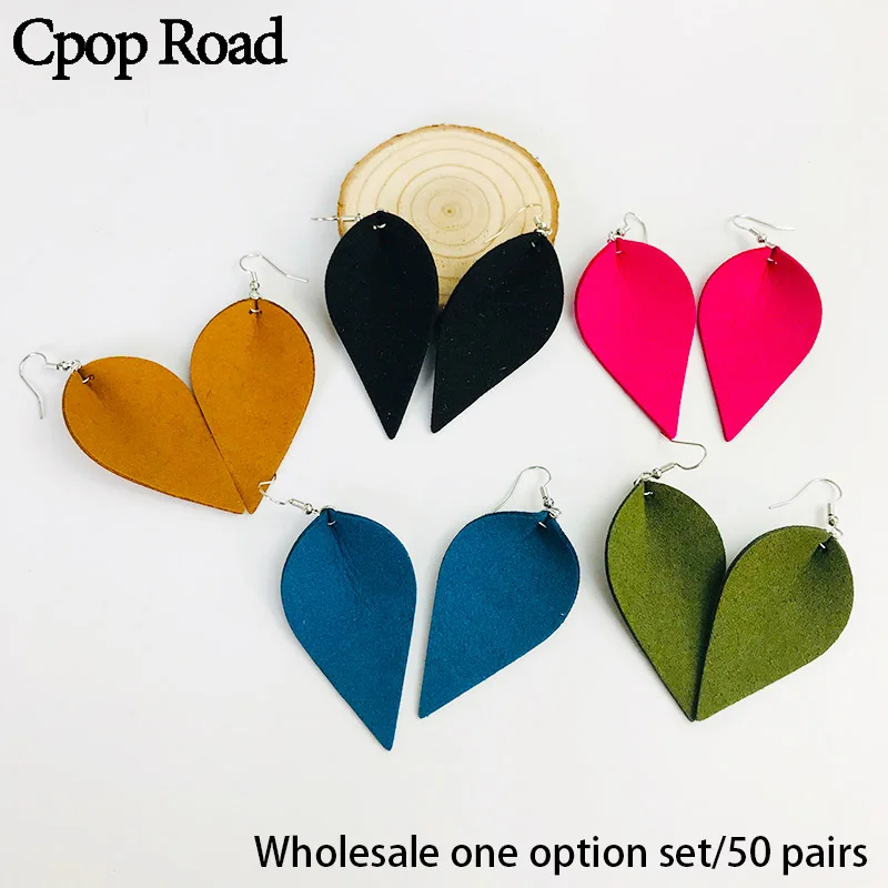 Cpop новые элегантные серьги в виде листьев из искусственной кожи для женщин Новые