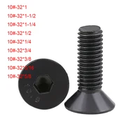 5pcs unf 10 32 black countersunk flat head hex socket allen screws bolts high tensile grade 10 9 multiple lengths