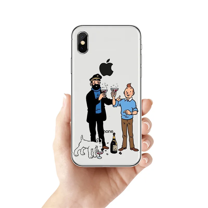 

As Aventuras de Tintin Silicone Suave TPU Caso Capa Para o iphone XR 11 8 7 Plus 6 6 s Plus 5 XS Max 5 5C 4 4S Caso Fundas Coque