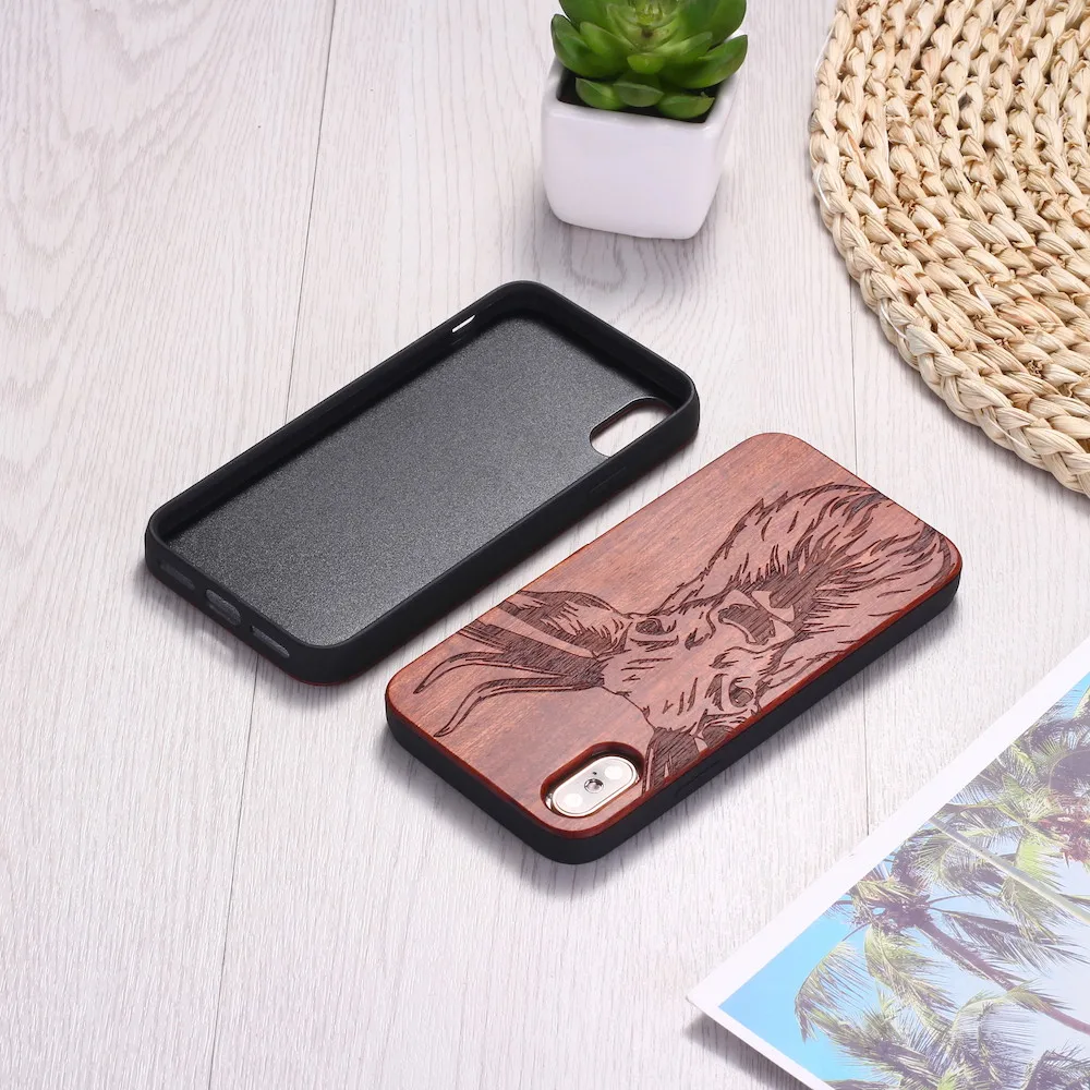 Чехол для Телефона iPhone 6 6S 6Plus 7 7Plus 8 8Plus XR X XS Max 11 Pro Max с гравировкой в виде лося, оленя, лося, дерева