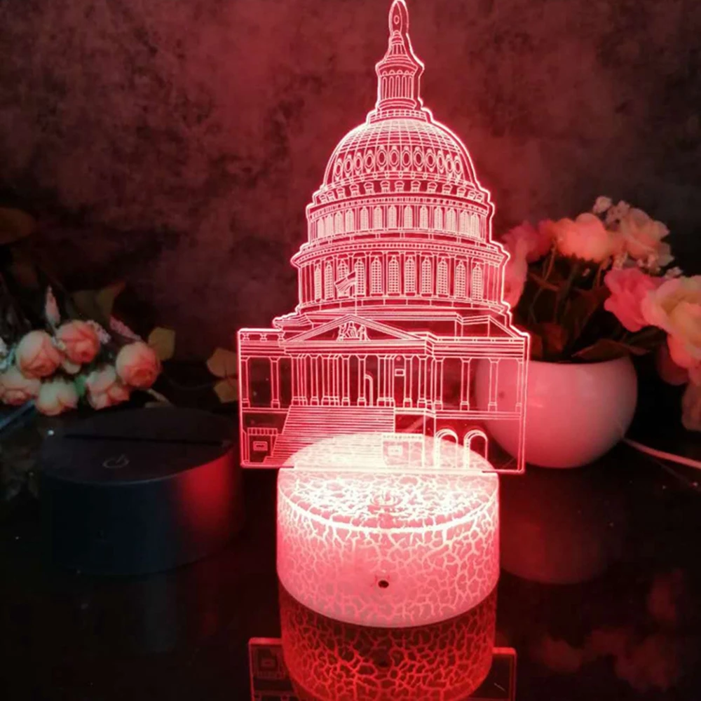 

Led 3D Night Light White House Nightlight for Child Bedroom Decor Desk Lamp 16 Color with remote