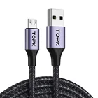 Кабель TOPK AN10 Micro USB, для быстрой зарядки и передачи данных, мобильный телефон, для Samsung, Huawei, Xiaomi, Redmi, HTC