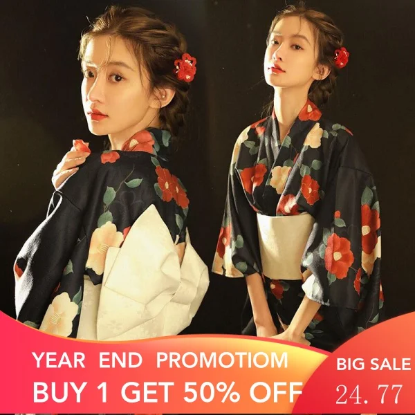 

Shenming Girl Kimono Female Photo Clothing Formal Wear Traditional Retro Style Improved Dress Japanese Style Camellia Kimono