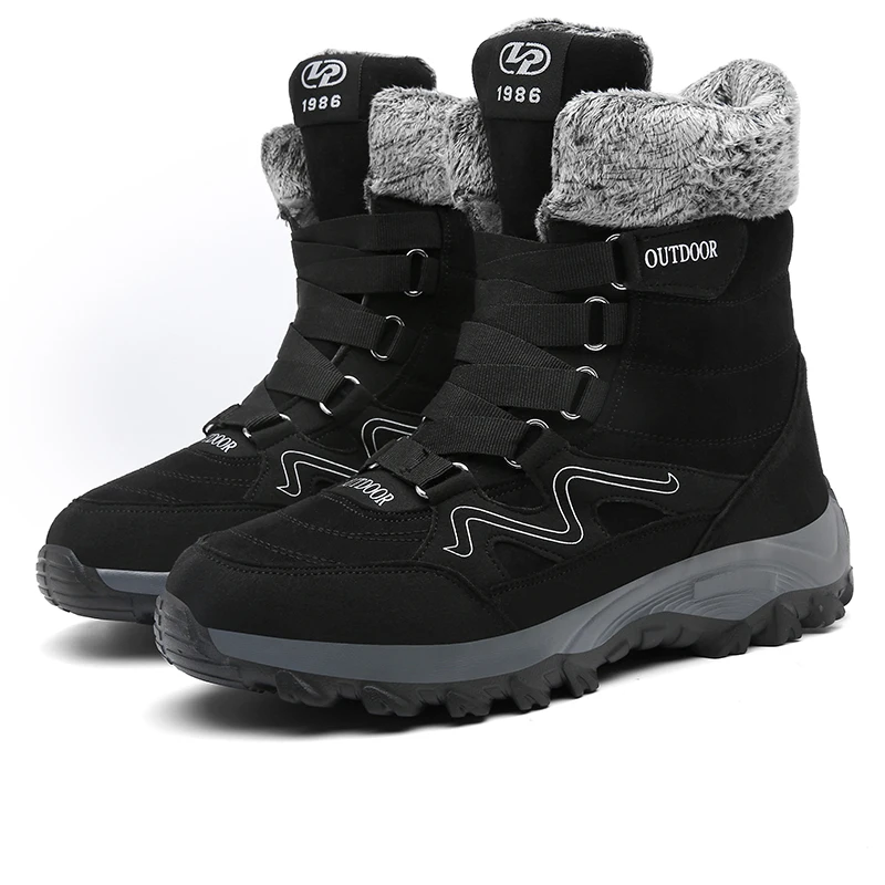Suede Leather Men's Snow Boots Winter Warm Plush Waterproof Ankle New Arrival Big Size 46 Cotton Shoes | Обувь