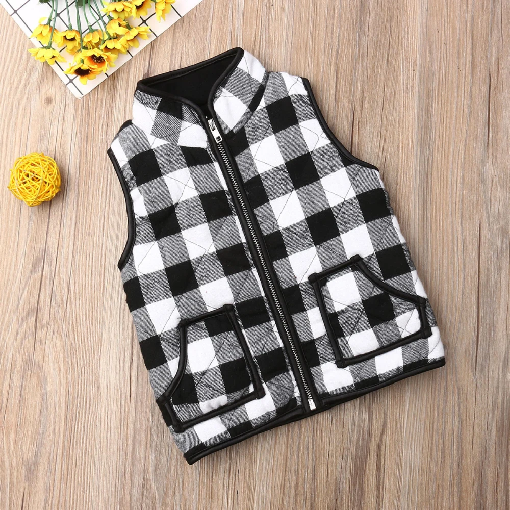 Новинка 219 года, осенне-зимний осенний свитер без рукавов для девочек, одежда куртка в клетку на молнии, жилет, пальто, верхняя одежда