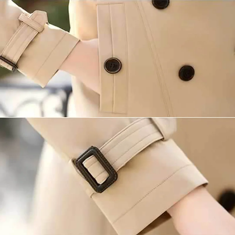 

Graceful style Slim Waist Short Trench Coat Vintage double Breasted Lace-up Jackets Korean Fashion Autumn wind breaker outwear
