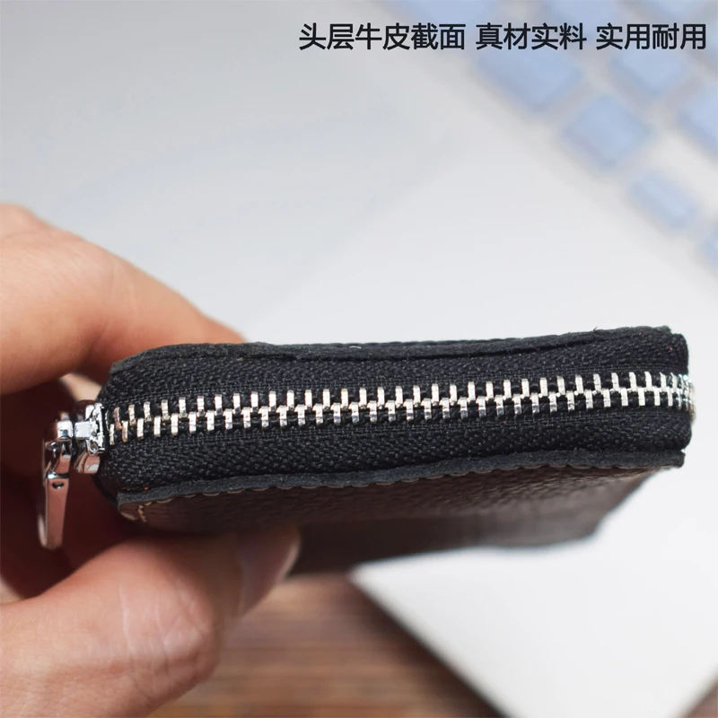 Genuine Leather Key Wallet Men Keychain Holder Pouch Purse Zipper Designer Car Key Case Multifunction Door Keys Housekeeper Bag