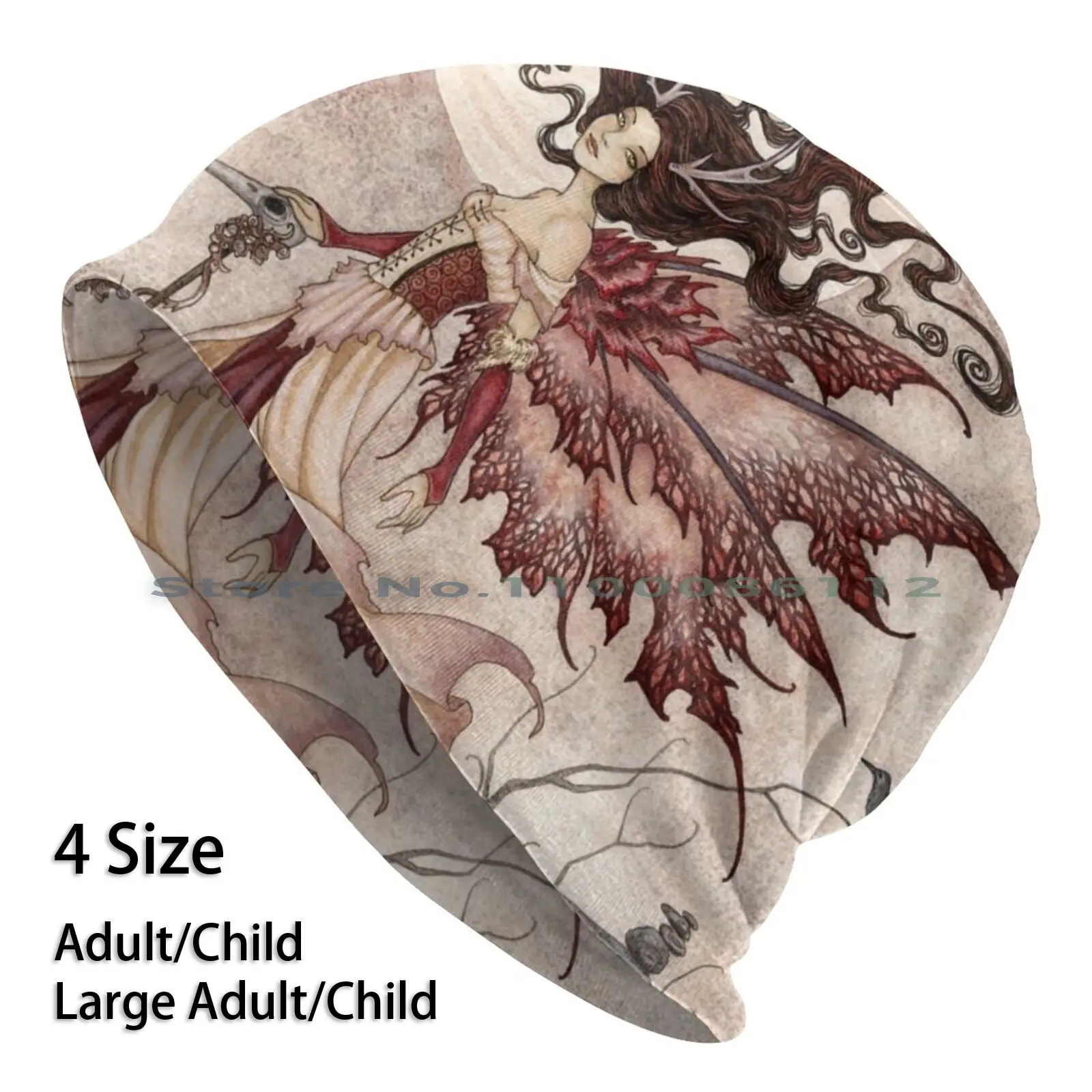 

The Red Queen Beanies Knit Hat Fantasy Unicorn Fairy Tale Amy Brown Crow Raven Brimless Knitted Hat Skullcap Gift Casual