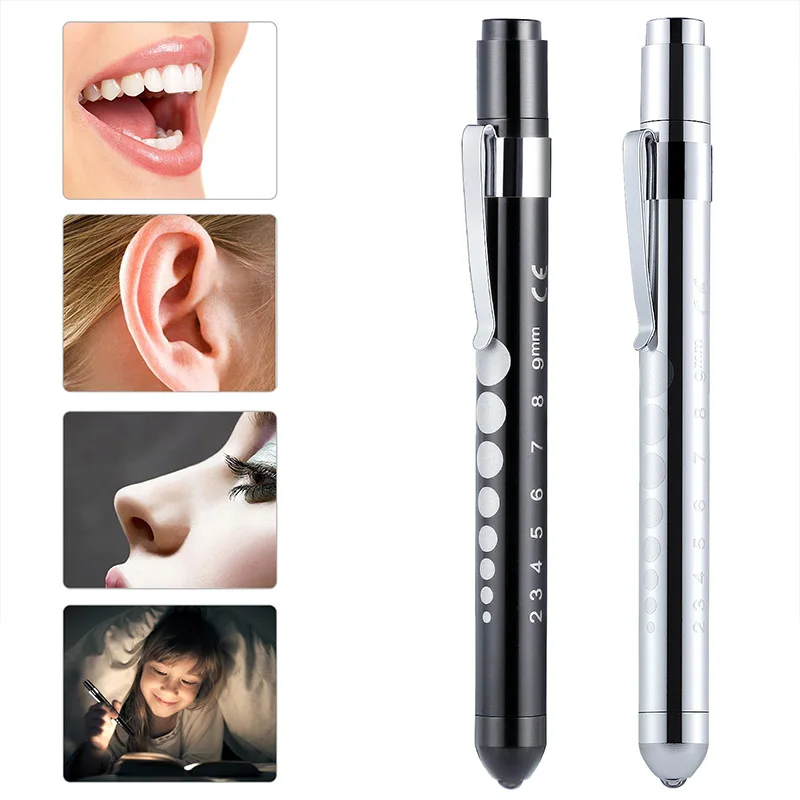 

Nurse Pen Aluminum Alloy Penlight LED Pupil Light Oral Penlight with Scale