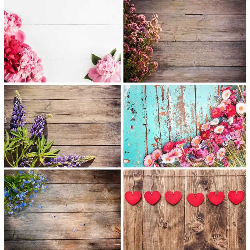 

SHENGYONGBAO Background For Photography Flowers Petal Wooden Planks Baby Doll Photo Studio Photo Backdrop 210308TZB- 02