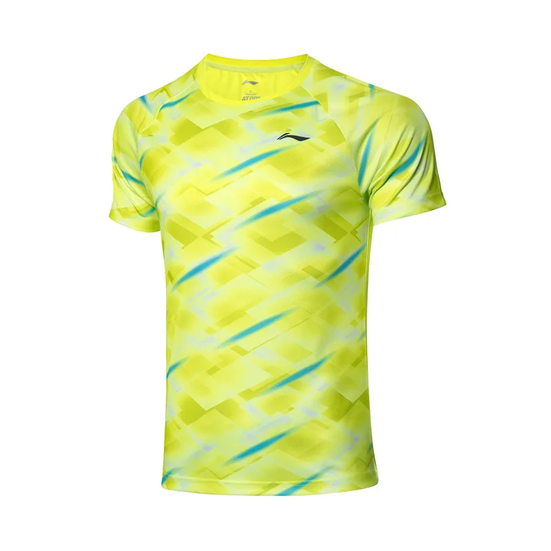 Мужская футболка для бадминтона Li-Ning серая дышащая из полиэстера Спортивная