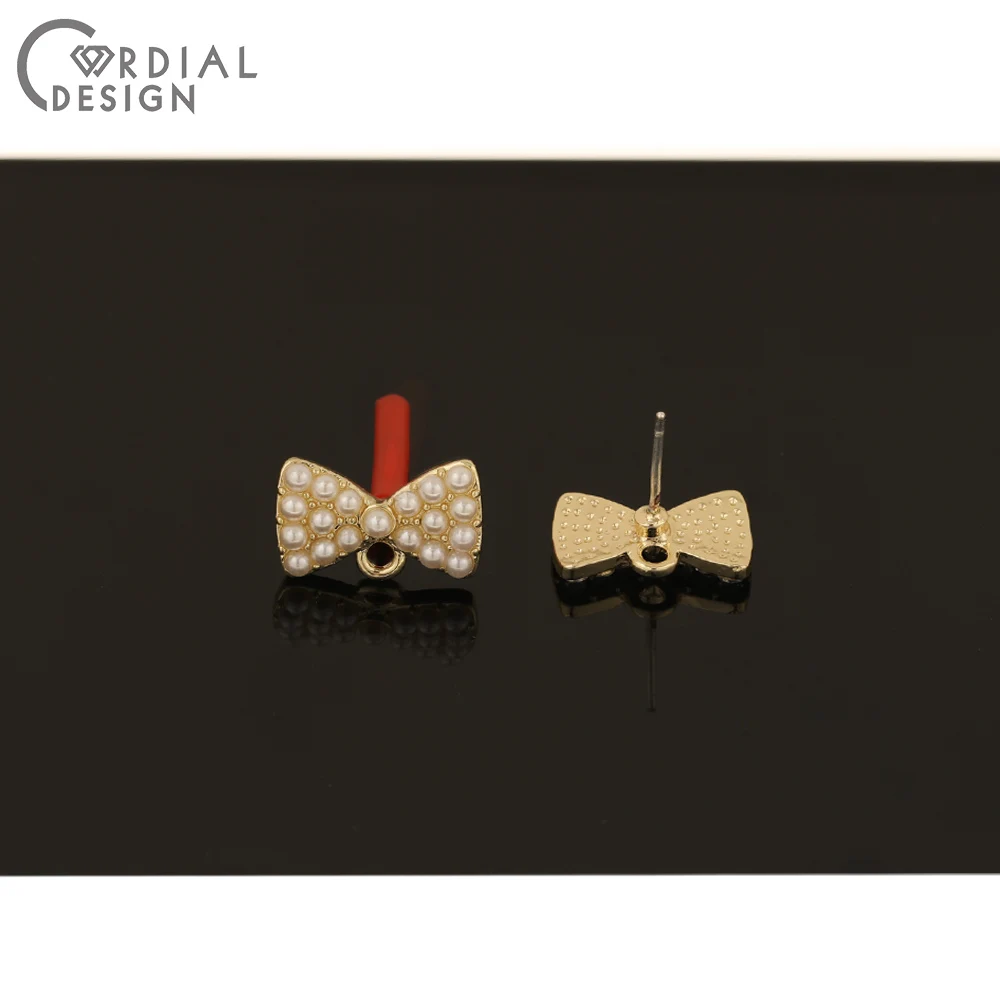 

Cordial Design 9*14MM 100Pcs Jewelry Accessories/Hand Made/Imitation Pearl/Bowknot Shape/Rhinestone Earrings Stud/DIY Making