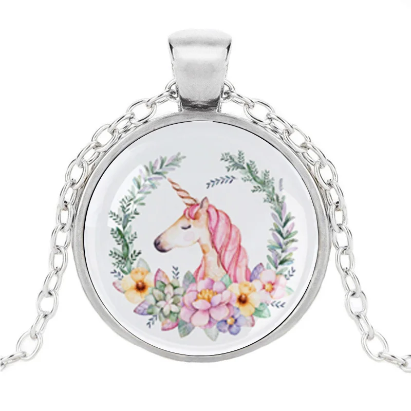 Ожерелье с единорогами кролик лося олень птицы группа в форме сердца из