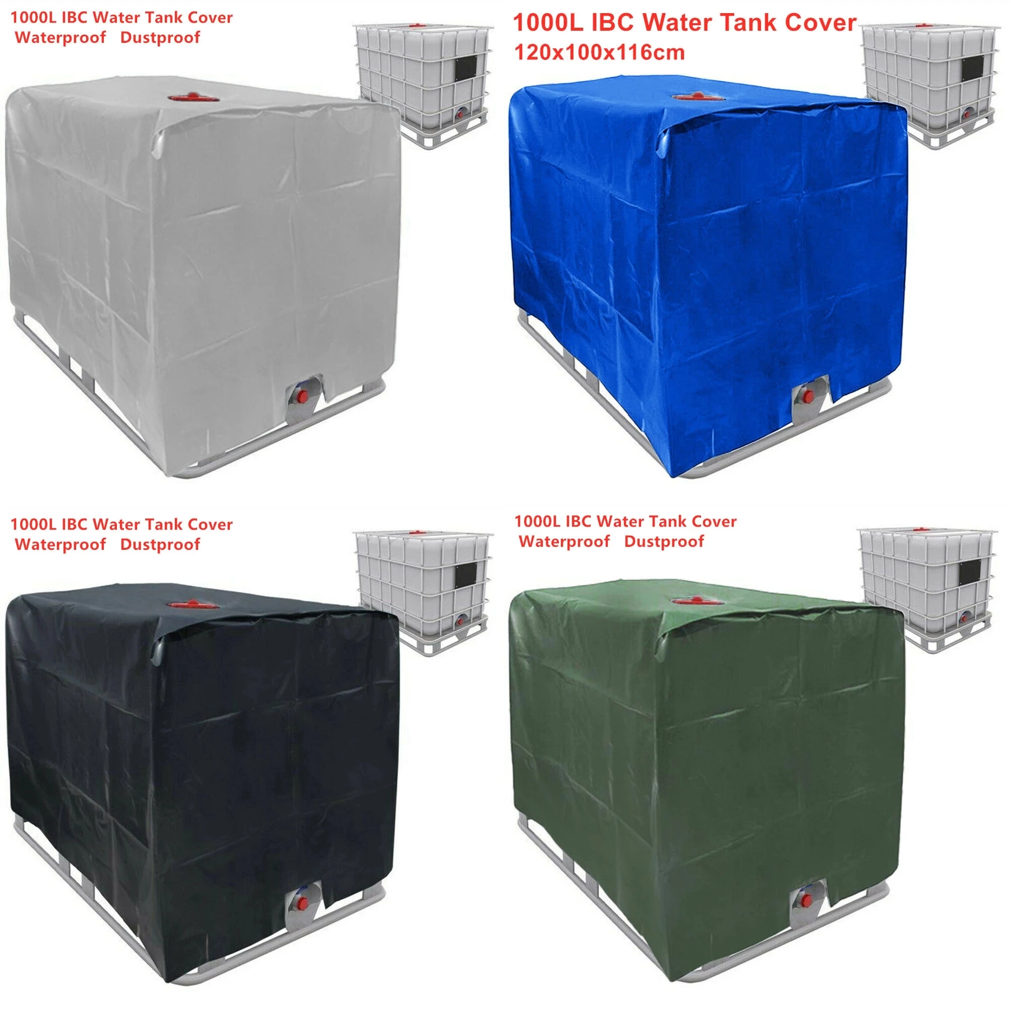 

Green IBC Container Cover 120x100x116cm Dustproof Waterproof Sun Protective Cover IBC Water Tank 1000 Liters Foil Covers