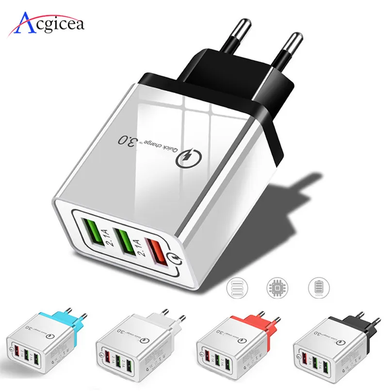 Универсальное USB зарядное устройство 18 Вт, быстрая зарядка 3,0, 5 В, 3 А, зарядка для iphone 7, 8, EU, US, быстрое зарядное устройство для мобильного телефона samsung