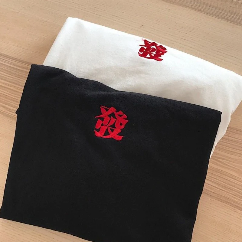 Футболки женские свободные с коротким рукавом в Корейском стиле вышивкой ретро |