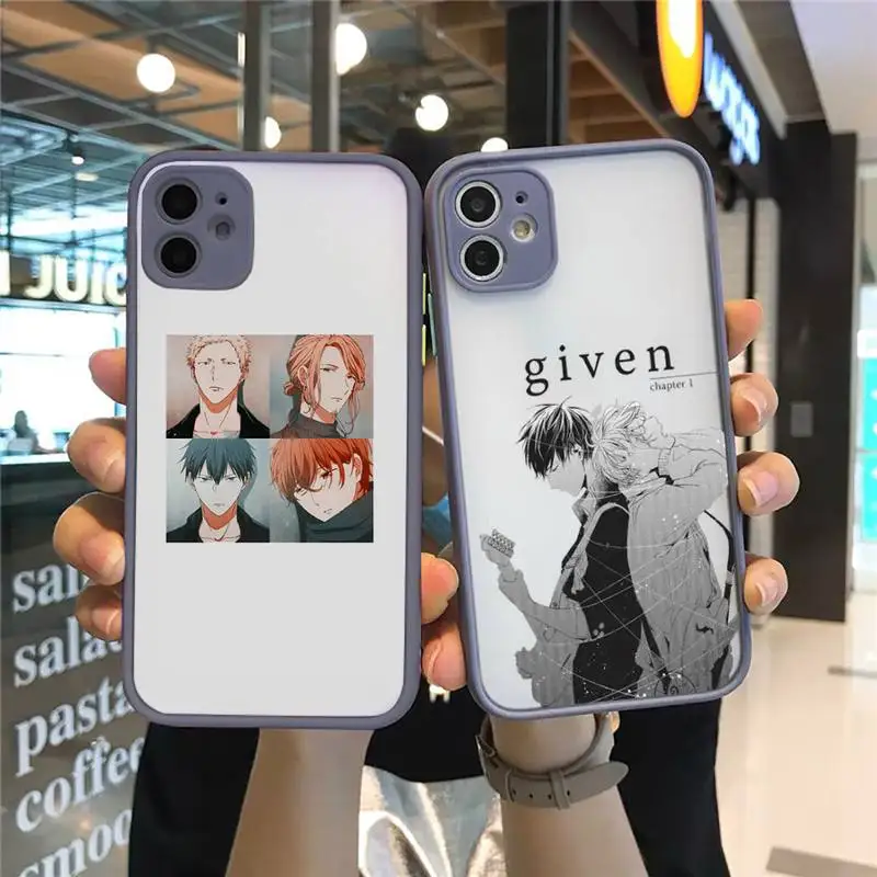

Given Anime Phone Case For iPhone 13 12 11 Mini Pro XR XS Max 7 8 Plus X Matte transparent Gray Back Cover