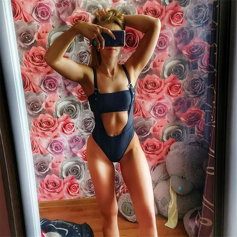 Черный слитный женский купальник 2019 дюйма регулируемый разрез бандажный