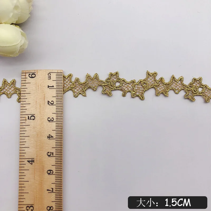 1 ярдов новая золотая кружевная ткань 5 см звезда кружево воротник хлопок отделка