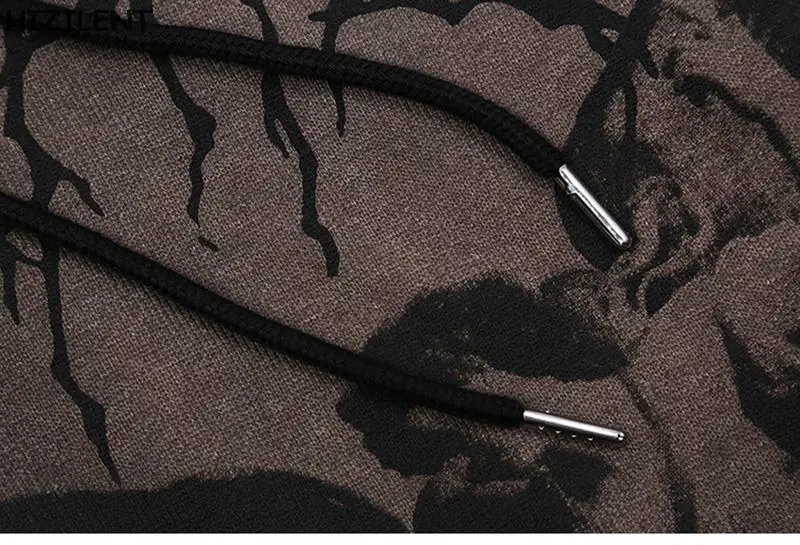 Женская уличная одежда на молнии Y2K куртка с капюшоном в стиле хип-хоп принтом