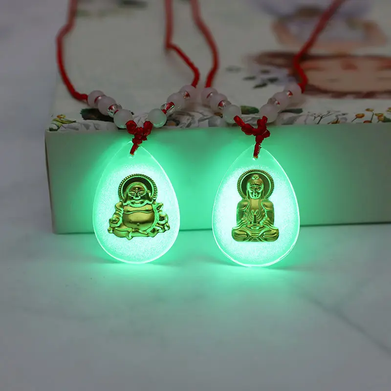 Новинка 2021 подвеска в виде Будды с ночным освещением ожерелье золотого цвета для