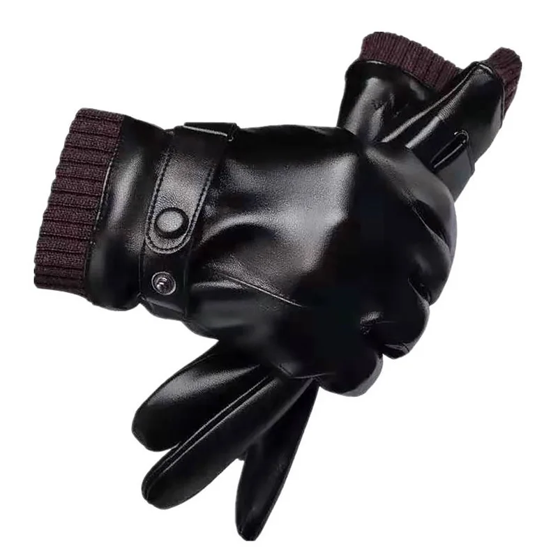 

Men's Winter Warm Fashion Waterproof Gloves Men Faux Leather Driving Gloves PU Leather Gloves for Touch Screen Mittens Elegant