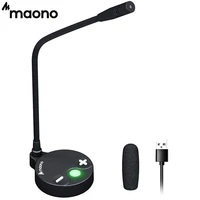 maono gm10 computer microphone metal usb cardioid condenser gooseneck desktop mic with touch key mute volume control led light