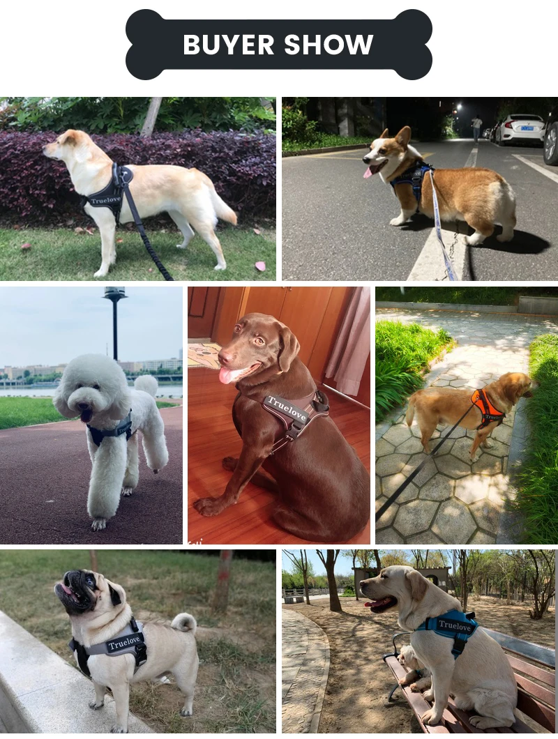 

Truelove Pet Dog Harness No Pull Reflective Stitching Removable Chest Pad and personality Heavy Duty Handle Training Vest