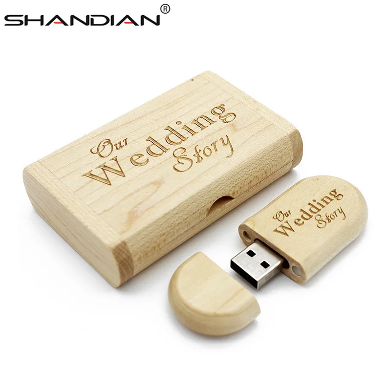 Usb флеш накопитель SHANDIAN деревянный в коробке 8/16/32 ГБ 1 шт.|usb with box|wooden usb box32gb |