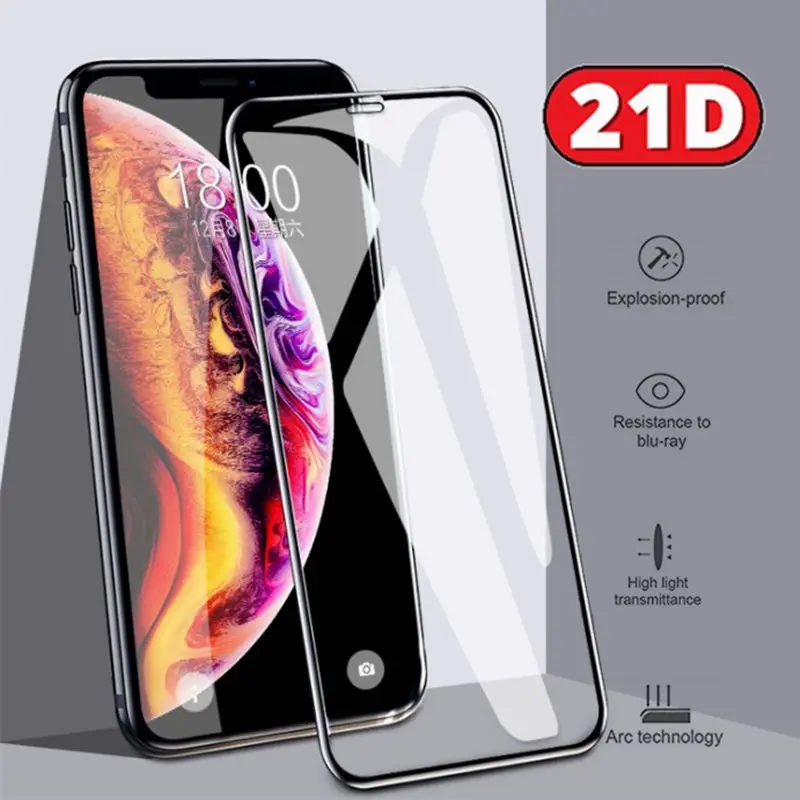 21D стекло для Iphone X XS MAX полное покрытие 7 8 Plus закаленное защитное XR 6 6S защитная