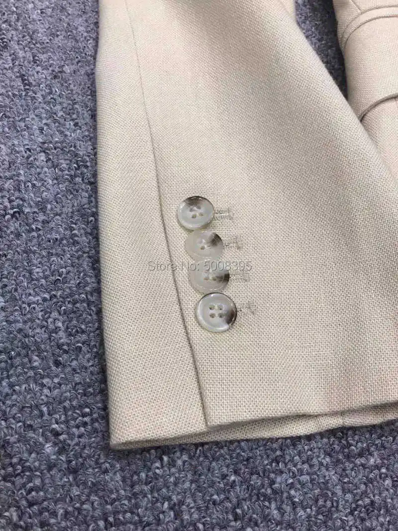 

SHAWL COLLAR Double Breasted Linen Blazer Long Sleeves Buttoned Cuffs Flap Pockets Woman high quality