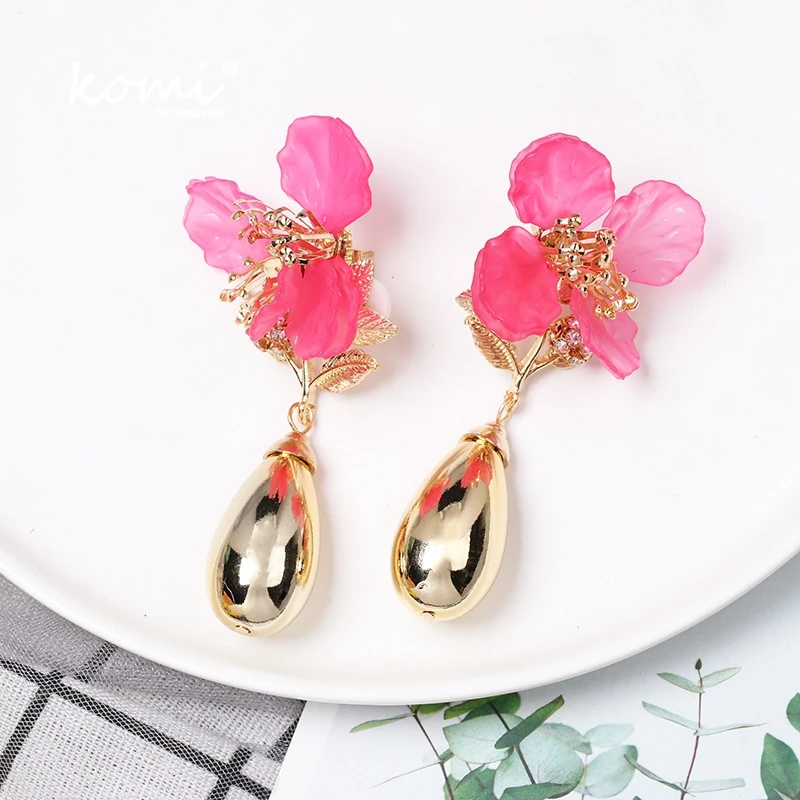 Коми новые ZA Цветочные металлические жемчужные очаровательные Висячие серьги