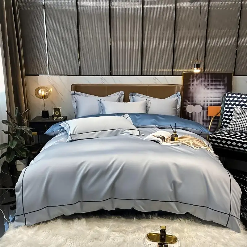 

IvaRose HOME TEXTILE Комплект постельного белья из белого серого египетского хлопка 600TC