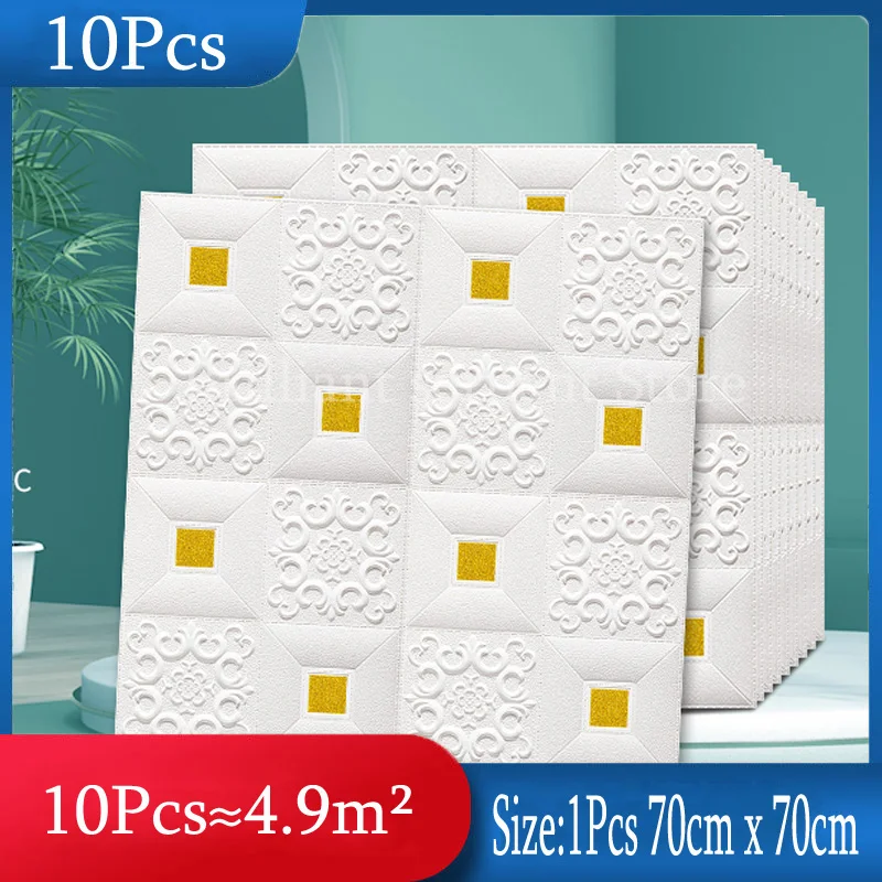 

10pcs 3D Wall Sticker Imitation Brick Bedroom Decoration Waterproof Self Adhesive Wallpaper For Living Room Kitchen TV Backdrop