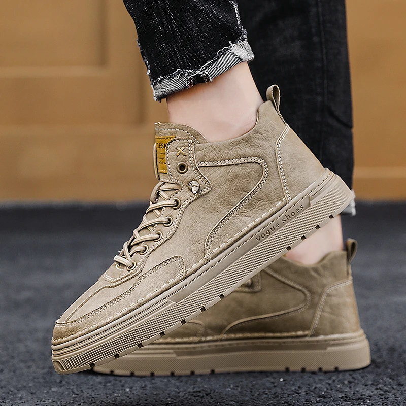 

Classic Brand Young Boy Casual Shoes Medium Cut Leather Men Shoes Designer Walking Shoes For Man Comfortable Mens Flats Footwear