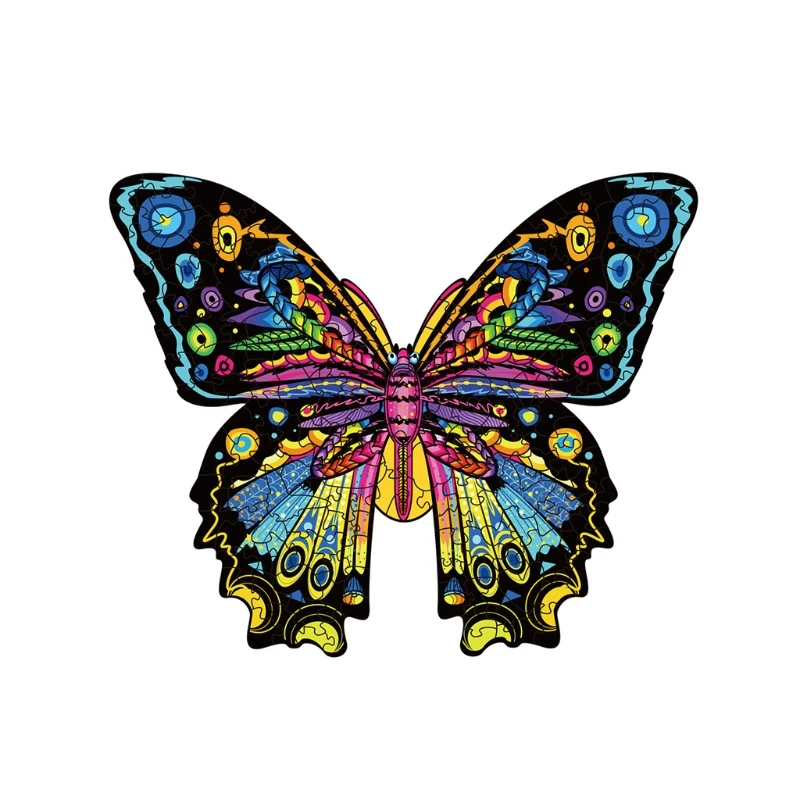 

L/M/S Size Puzzle Wooden Jigsaw Buttlerfly Puzzle Jigsaw Puzzles Eco-Friendly Wood Material DIY Wooden Puzzles 3D Puzzle 54DF