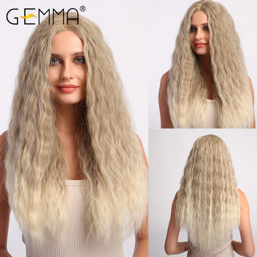 Длинные кудрявые парики для косплея GEMMA с эффектом омбре коричневые серые