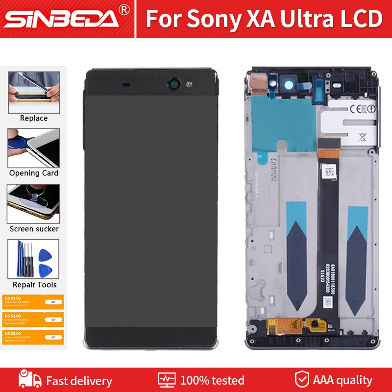 

6.0" Original LCD Screen For SONY Xperia C6 XA Ultra F3211 F3212 F3215 LCD Display Touch Screen With Frame Digitizer Replacement
