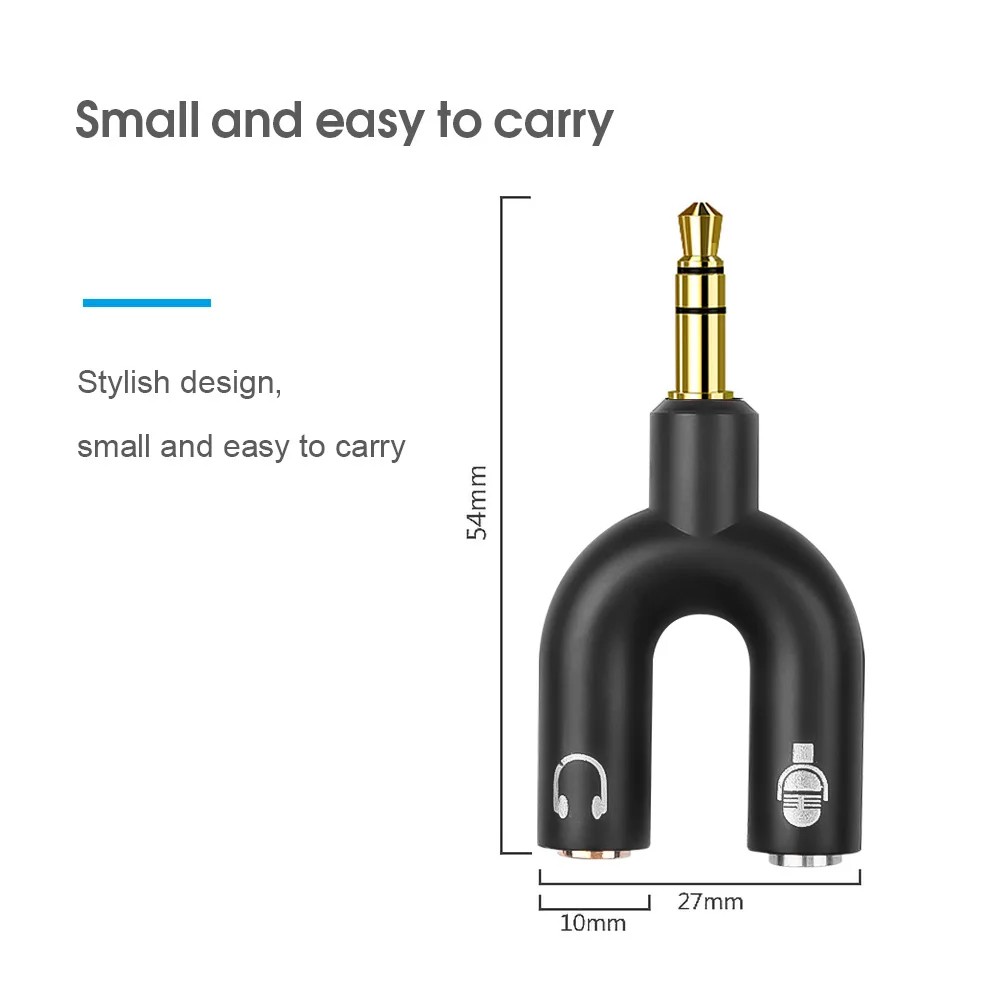 Kebidu 3 5 мм U-образный стерео сплиттер аудио штекер наушники гарнитура + микрофон