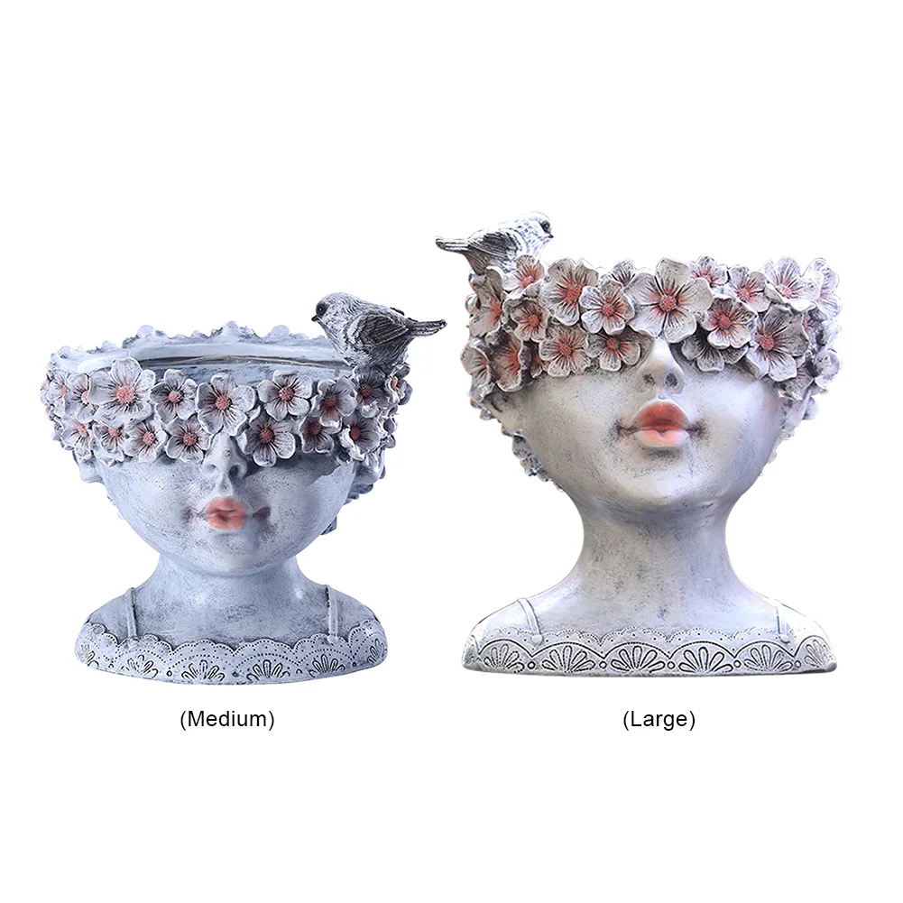 

Solar Vase Garden Decorative Resin Flowerpot Succulent Plant Pot Courtyard Night Light Flower Pots Art Home Decor Sculpture