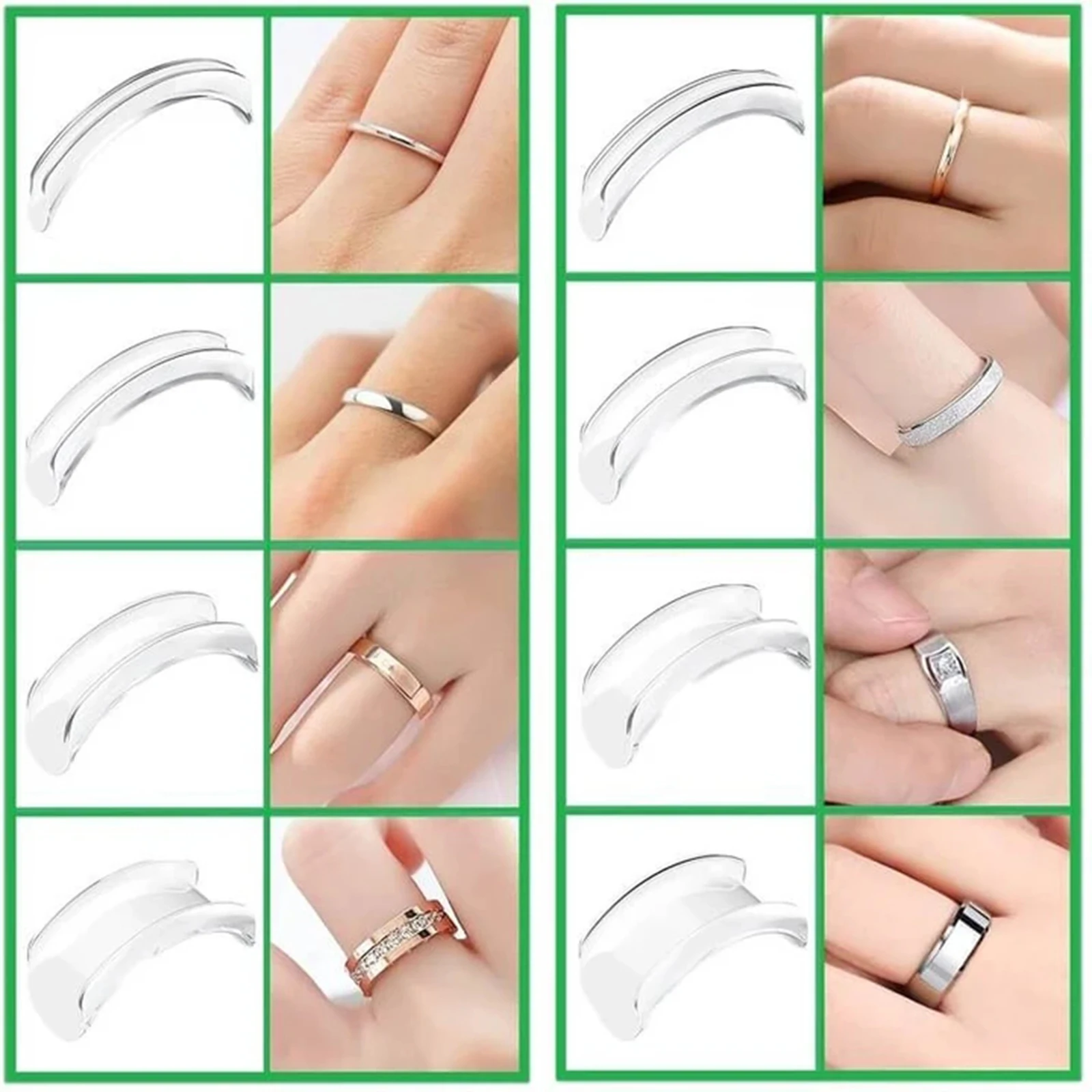 

Hot Sale 1/2/5Set Ring Re-sizer 8 Sizes Transparent Re-sizer for Prevents Ring From Sliding Off X85